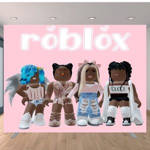 COPY - cute roblox black girls decoration 7x5ft backdrop for birthday party